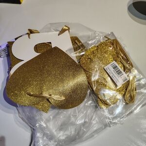 Baby Gold Glitter Baby Shower Decorations Banners Paper Fan Dessert Plates